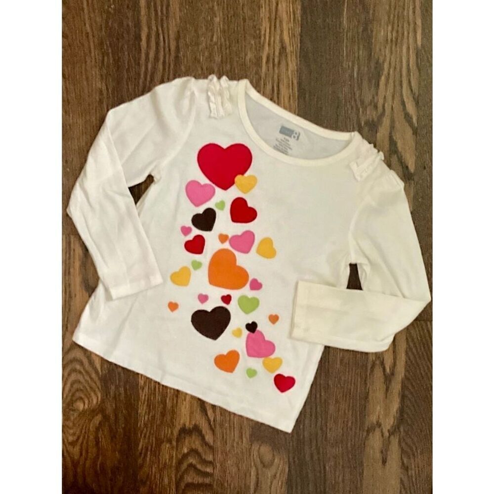 crazy 8 Toddler Girls 4 Heart Appliqué Long Sleeve Top BUY 2 GET 1 FREE